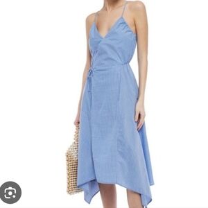 Joie Hepzibah Wrap Dress Blue Striped Asymmetrical SzS Women